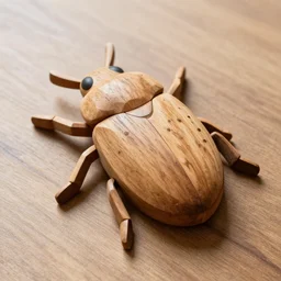 wooden log shaped like a bug
