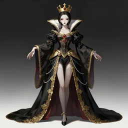 a beautiful queen of death fullbody view, highly detailed, yoshitaka amano, trending on artstation, soft light, sharp focus, illustration, character design, concept art