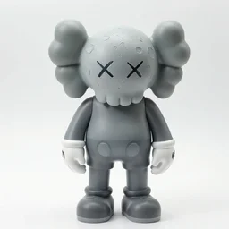 amazon item, photo of vinyl plastic painted toy grey moon face with craters with hands standing on legs wearing sneakers