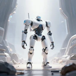 a centered render digital materverse utopia, shining its light across a tumultuous robot sea of digital robots and fairy, cyber punk, futurism, unreal engine, high detailed, 8 k, magic hour - s 1 9 8 3 9 8 5 1 3 3