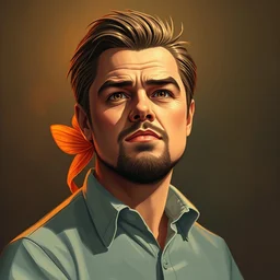 painting portrait of leonardo dicaprio as a carp fish, cartoon, warm lighting, leonardo dicaprio has an carp fish body, movie poster, illustration by bartek fedyczak, erak note, tooth wu, neil richards, kan liu, siwoo kim, jisu choe, trending on art station