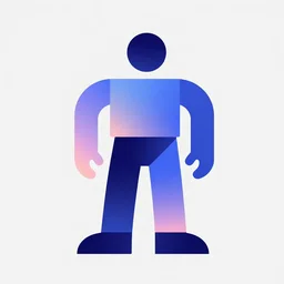 an abstract character made out of simple geometric shapes. Trending on artstation, digital art , iridescent gradients