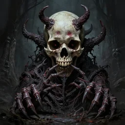 lovecraftian skull monster by wlop