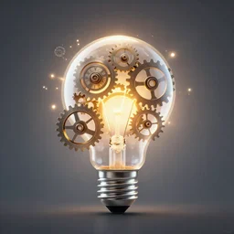 gears, light bulb, magicical