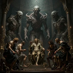 no man's sky sentinels creepy, nightmare, dream - like heavy atmosphere, neoclassic, baroque painting, beautiful detailed intricate insanely detailed octane render trending on artstation, 8 k artistic photography, photorealistic, volumetric cinematic light, chiaroscuro, raphael, caravaggio, beksinski, giger, rembrandt