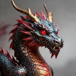 a stunning profile photo of a dragon with red eyes