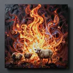 an acrylic fractal flame painted by the electric sheep