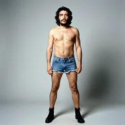 sassy fidel castro wearing denim shorts, full body portrait, 3 5 mm film, by nan goldin