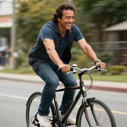 danny trejo danny trejo happily riding a bike, concept art, detailed, realistic, trending, featured on artstation, 4 k