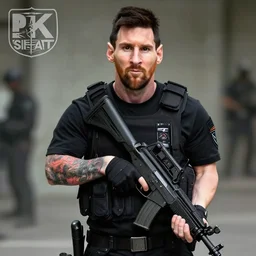 messi as a swat agent, ultra realistic, 8 k, detailed,