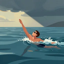 swimming in a sea of incredible joy, a simple textured vector based illustration, critical detail, contrasting colors, sharp focus, atmospheric dreamscape painting, wlop by ( jack gaughan and picasso )