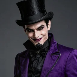 portrait, a slender human man with almond color skin, wearing purple and black ringmaster attire, nefarious smirk, black hair, black top hat, goatee, villain, style by donato giancola, wayne reynolds, jeff easley dramatic light, high detail, cinematic lighting, artstation, dungeons and dragons