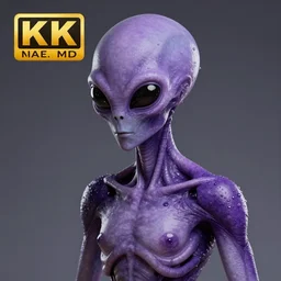 alien with purple skin, detailed digital art, 4k, HD, trending on artstation