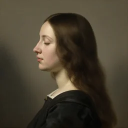 A woman's profile with long hair and closed eyes by Hendrick ter Brugghen. masterpiece. hq.