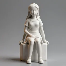 beautiful female figurine, sitting teenager, full body, realistic portrait, octane render 8 k, unreal engine, hd