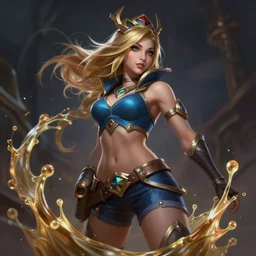 annie from league of legends, splash art, path traced, octane render, highly detailed, high quality, digital painting, hd, alena aenami