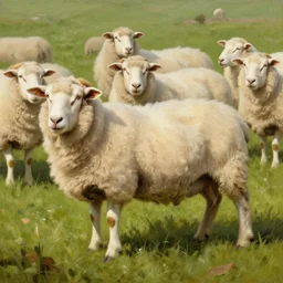 illustration of sheep in a field, realistic painting, classical painting, high definition, digital art, matte painting, very detailed, realistic”