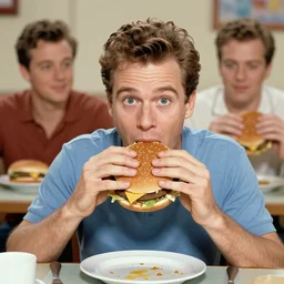 nickelodeons doug eating a hamburger 1 9 9 1. portrait by jean giraud and anton otto fischer