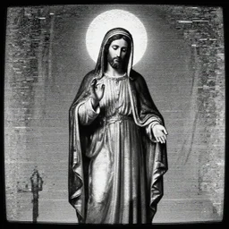 vhs static overlay of holy apparition, vhs, 1 9 9 0, highly realistic, highly detailed, vhs noise static, black and white, vhs glitch
