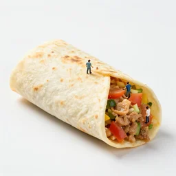 burrito filled with tiny human beings food photography