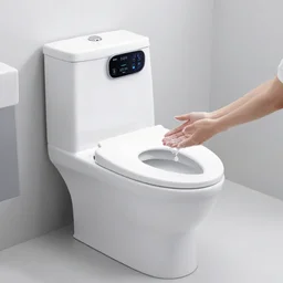 photograph of a robotic toilet suggested that you wash your hands this time