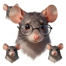 character design portrait of an anthropomorphic furry rat girl with rat ears, normal sized eyes, wearing normal sized glasses, 4 k, concept art, by wlop, ilya kuvshinov, artgerm, krenz cushart, pixiv.