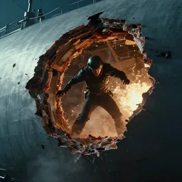 telekinetic attack rips open ship hull, movie still, cinematic lighting, dramatic composition, cfg = 1 2