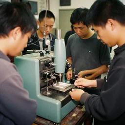 people gathered around a machine that makes, 1 9 0 0 s photograph