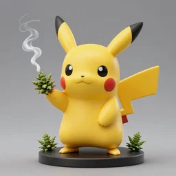 pikachu smoking weed!!! figurine!!!, studio lighting, grey background, no shadow, trending on artstation, 4 k, highly detailed!!!