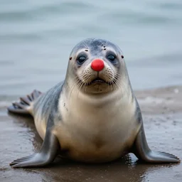 seal pup with the face of a clown