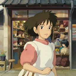 a wig store painted by Hayao Miyazaki