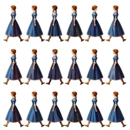 walking cycle sprite sheet of a girl in a renaissance dress, walking to the right, each sprite is a different frame of the animation, in the style of final fantasy games, side view of her taking steps, accurate walk cycle, walk cycle, walk cycle, peasant clothes, always wearing the same clothes