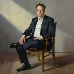 painting of a chair, painted by elon musk