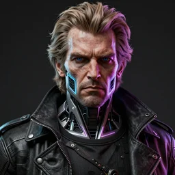 an intricately detailed ultra - realistic unreal engine 5 rendering of a portrait of manga cyberpunk neon - bordered cyborg hunter s. thompson, concept art, intricate details, eerie, highly detailed, photorealistic, octane render, 8 k uhd art by kilian eng