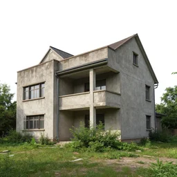 an old brutalist house with overgrown vegetation, the house stands in a desertic landscape, by filip hodas and ismail iceoglu, digital art, cinematic, award winning