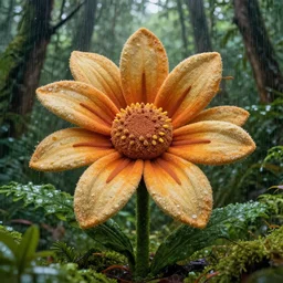 a flower made by kia during a sandstrom in a rainforest