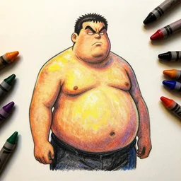 a short, ugly, fat man, illustration, graphic novel, graphite, marker art, crayon, paint, comic book, warm color palette, electric colors, tonal colors, 2 d, 8 k, natural lighting, amoled, moody lighting, diffraction grading, cel shading : : katsuhiro otomo