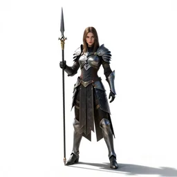 graceful valkyrie with spear, cinematic studio photo, full body, standing, isolated on a pure white background, centered, whole figure in frame, sharp focus, studio lighting