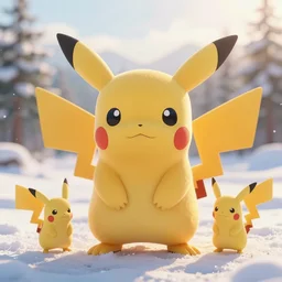 real life pokemons, cute!!!, content!!!, mischievous!!!, adorable!!!, fluffy!!!, ultra realistic!!!, winter, golden hour, sharp focus