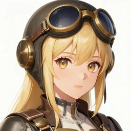 character concept art of a steampunk woman bomber pilot | | blonde, anime, close up, cute - fine - face, pretty face, realistic shaded perfect face, fine details by stanley artgerm lau, wlop, rossdraws, james jean, andrei riabovitchev, marc simonetti, and sakimichan, trending on artstation
