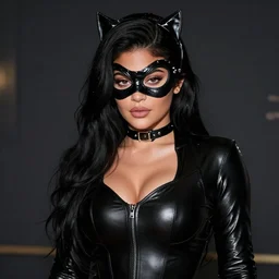 kylie jenner as catwoman, sexy look, realistic digital art, a lot of detail