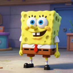 spongebox squarepants, hyperrealistic, unreal engine 5
