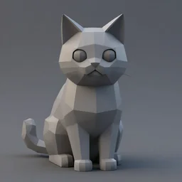 low polygon model of a gray cat octane render