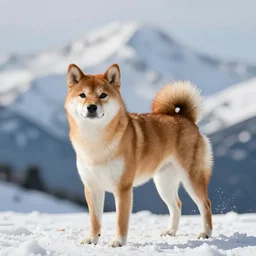 award winning wildlife portrait photography, shiba inu on a snowy mountain, surrounded by snow, wildlife photography by Paul Nicklen