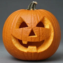 a pumpkin carved to look like seth rogan