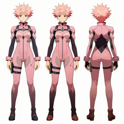 concept art for a pink my hero academia costume for females, detailed