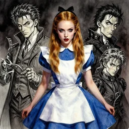 portrait, Christy Mack as Gothic Alice in Wonderland, watercolor, dramatic lighting, cinematic, establishing shot, extremely high detail, foto realistic, cinematic lighting, pen and ink, intricate line drawings, by Yoshitaka Amano, Ruan Jia, Kentaro Miura, Artgerm, post processed, concept art, artstation, matte painting, style by eddie mendoza, raphael lacoste, alex ross