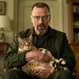 still of a human-cat hybrid as walter white in breaking bad