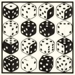 a pattern made out of dices, black and white, woodcut, beardsley, aubrey, crepax, guido, moholy - nagy, laszlo, szukalski, stanisław