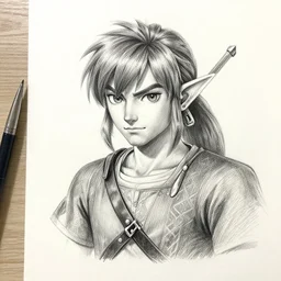 a professional pencil sketch of link, pencil sketching art.